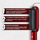 Escova Pente Alisadora Profissional Vermelho