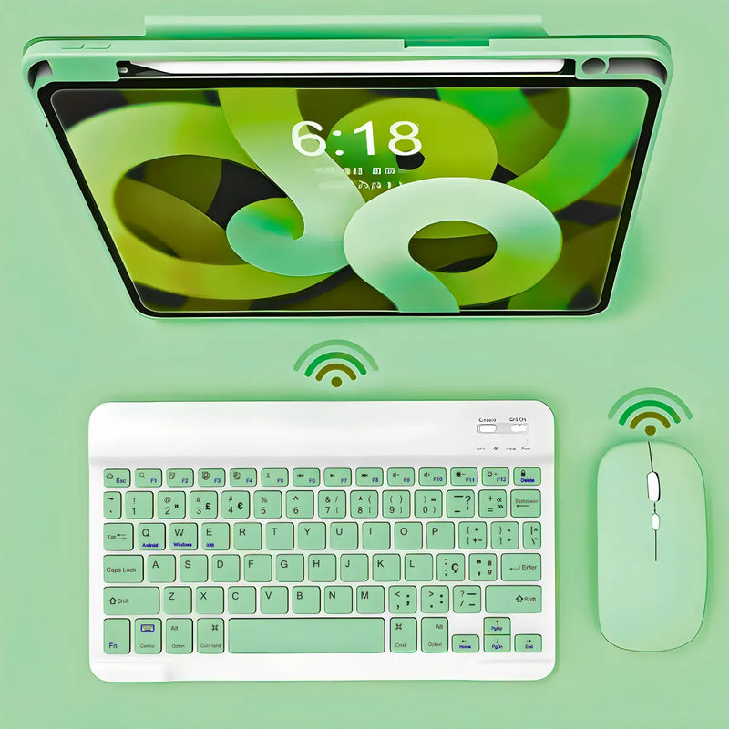 Teclado Sem Fio Bluetooth Recarregável Com Mouse - VERDE