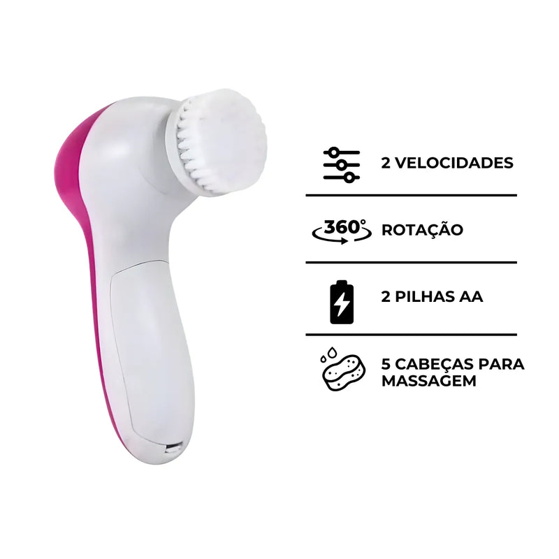 Escova Facial Elétrica 5 em 1 Portátil Esfoliante