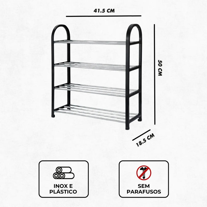 Sapateira 4 Andares Organizador de Sapatos (PRETO)