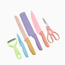 Conjunto de Facas 6 Peças Aço Deslizante Colorido