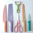 Conjunto de Facas 6 Peças Aço Deslizante Colorido