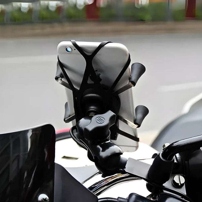 Suporte garra para celular moto universal com carregador usb