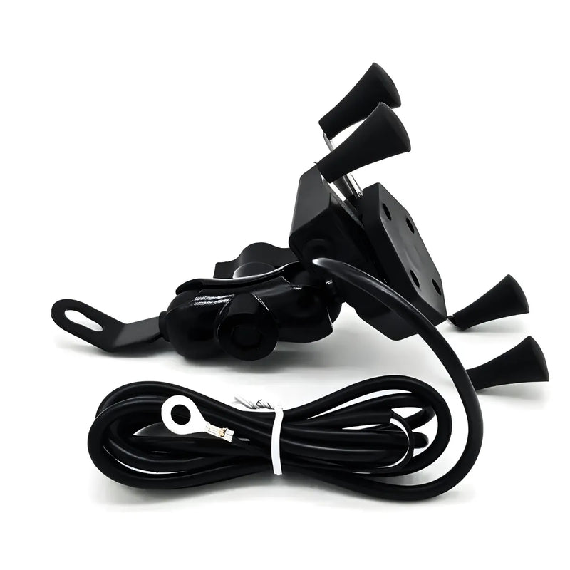 Suporte garra para celular moto universal com carregador usb
