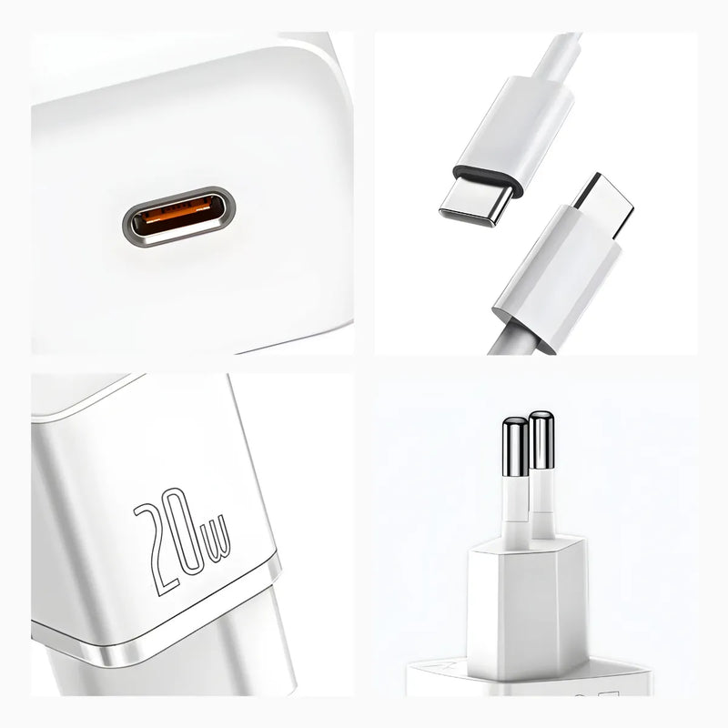 Carregador Turbo 20w USB Type C 2 em 1