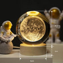 Luminária de Mesa Sistema Solar 3D em Cristal com Base