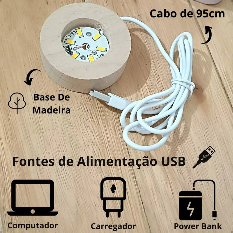 Luminária de Mesa Sistema Solar 3D em Cristal com Base