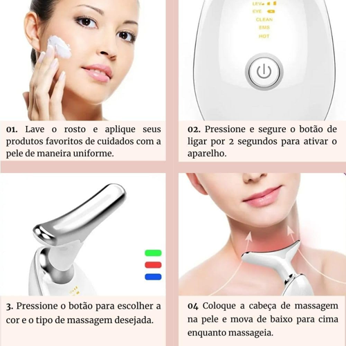 Aparelho Tratamento Massageador Facial Led Lift Fototerapia