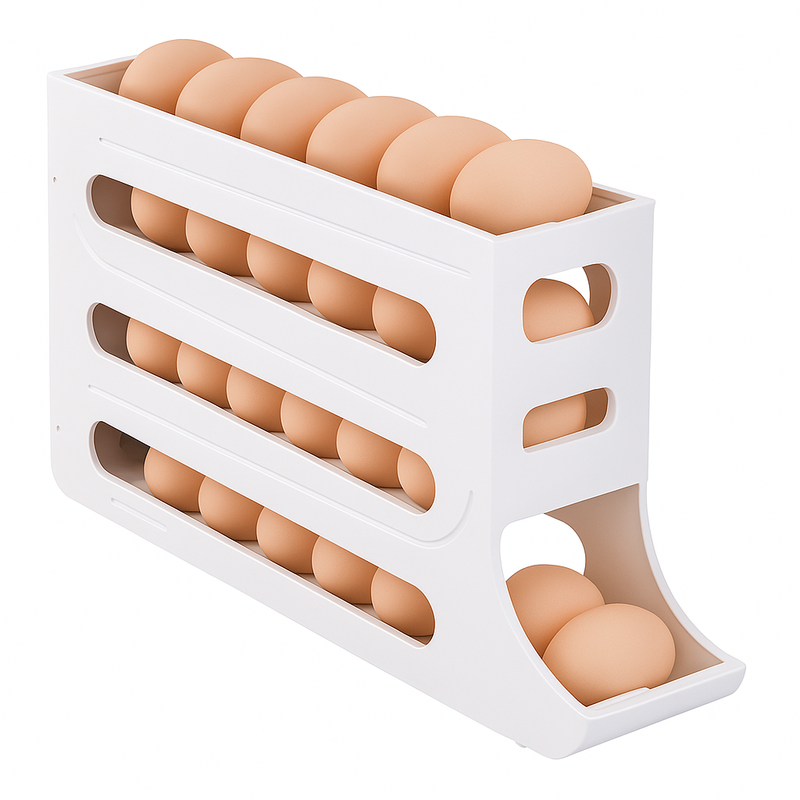 Organizador Para Ovos com Suporte Rolante Branco