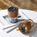 Copo De Vidro Com Canudo Tampa e Vedação 450ML Dourado