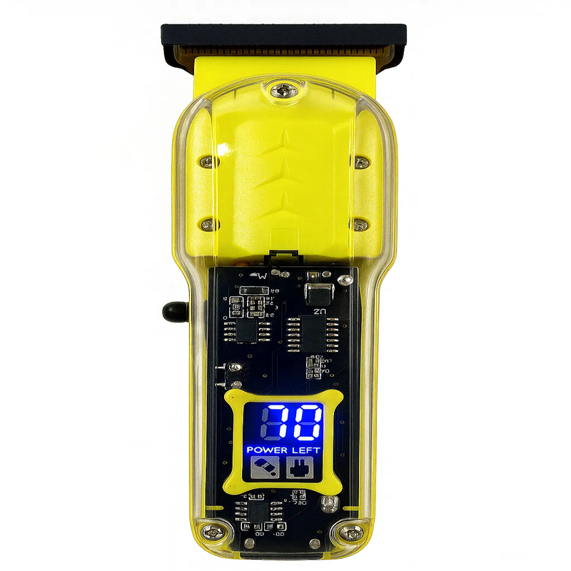 Máquina de Cortar Cabelo Transparente Visor Digital Amarelo