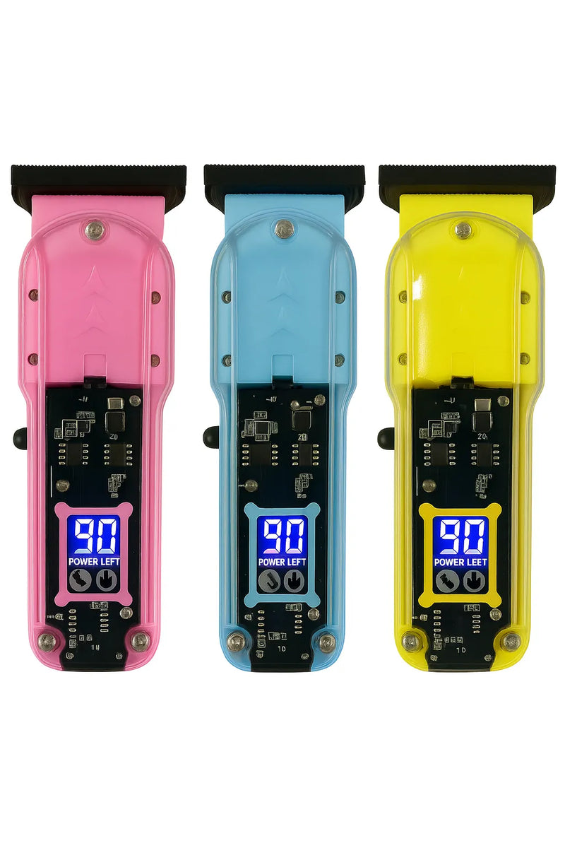 Máquina de Cortar Cabelo Transparente Visor Digital Amarelo